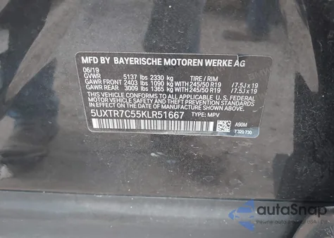 2019 BMW X3 Sdrive30I from USA, damaged, VIN 5UXTR7C55KLR51667